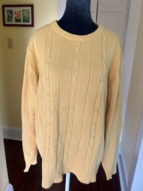 Mountain Lake Cable Knit Crewneck Sweater in Pale Yellow